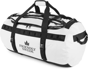 Водонепроникна дорожня сумка Friendly Swede Duffle Bag Backpack - 30 л / 60 л / 90 л - речовий мішок, речовий сухий мішок з функцією рюкзака - SANDHAMN (білий, 90 л)