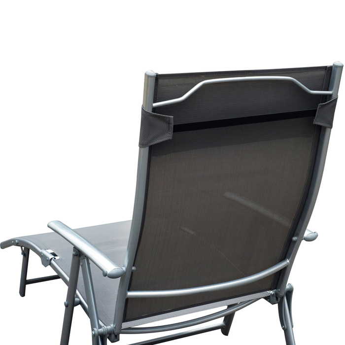 Шезлонг Outsunny Garden Lounger складний регульований з подушкою, шезлонг сірий, метал і тканина 137 x 63.5 x 100.5 см для саду та тераси
