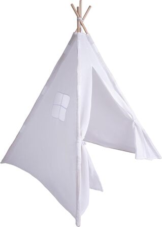 Дитяче намету для ігор | Фіолетовий намет-тіпі для дівчаток та хлопчиків, 140 x 120 см, бавовняна канва з зірками та килимовим аксесуаром (слонова кістка)