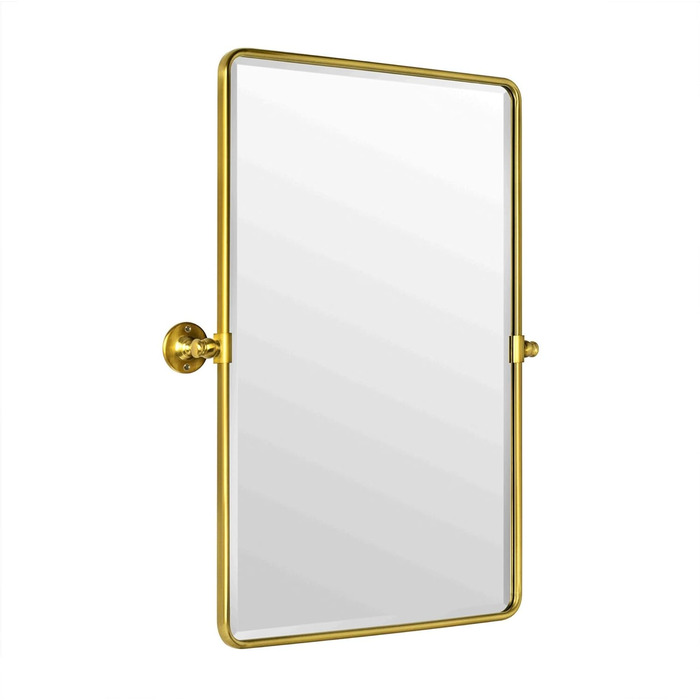 Дзеркало для ванної кімнати TEHOME 61x50.8 см, поворотне, матовий чорний, прямокутне, з металевим каркасом, косою косметичним дзеркалом для вертикального кріплення на стіну