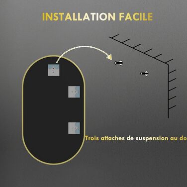Дзеркало настінне овальне HOMCOM 40x70 см з алюмінієвим каркасом, для ванної, вітальні, спальні