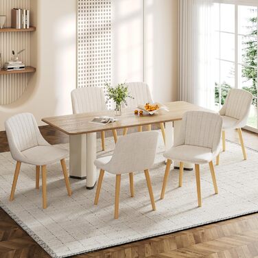 Набір з 4-х оббивних стільців для їдальні, кухні, офісу, вітальні. Колір бежевий, дерев'яні ніжки, матеріал - поліестер.