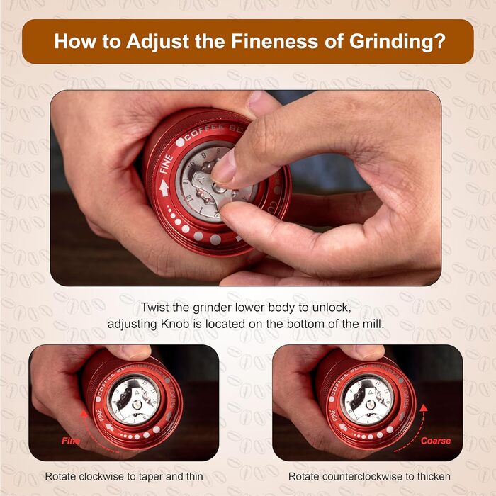 Ручна кавомолка M6 для приготування еспресо, 25г, з шліфувальним механізмом Hexagonal, портативна, червона