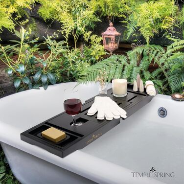 Підставка для ванни Temple Spring з дерева, чорна: органайзер для ванни, аксесуари для ванної кімнати