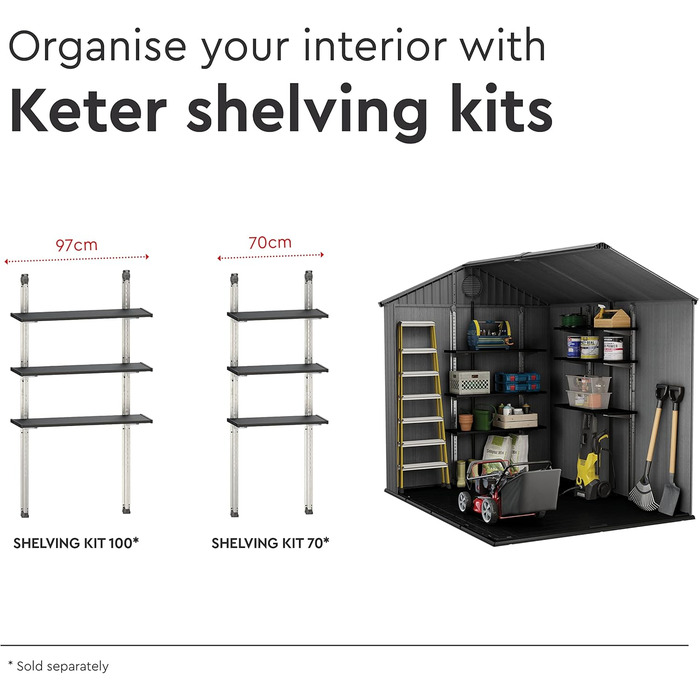 Садовий будинок Keter Darwin 2,8 м², сірий (6x8) - пластиковий, з вентиляцією та одними дверима, 25x184x205 см