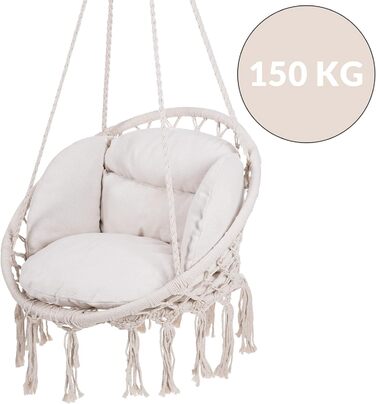 Підвісне крісло DeTeX з 2 подушками до 150 кг 60 см кремове