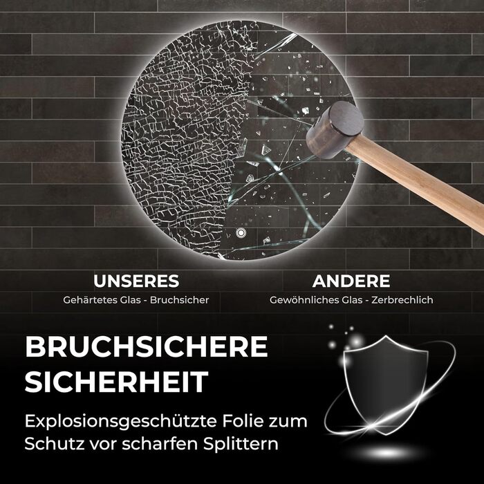 Дзеркало для ванної кімнати BR Bringer LED, діаметр 80 см, з підсвічуванням, протизапітнінням, регулюванням яскравості, енергозбереженням, 3 кольори світла, сенсорне керування та функція пам'яті (BRRS201)
