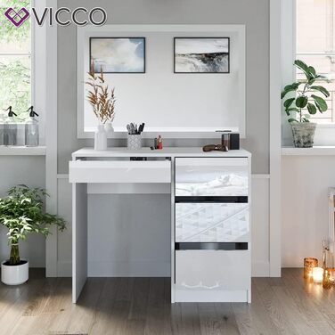 Туалетний столик Vicco Херес, білий глянець, 90 см без дзеркала