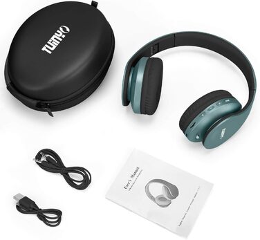 Накладні навушники TUINYO Bluetooth, бездротові, з мікрофоном, HiFi стерео, складні, сріблясто-сині