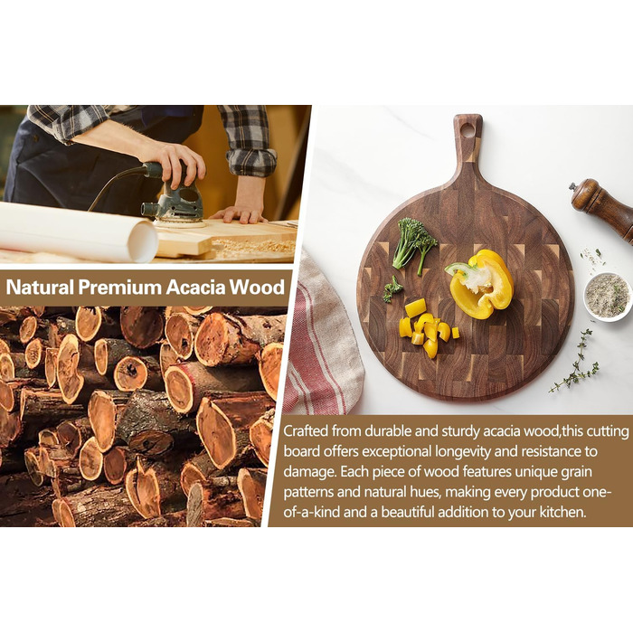 Нейлонове обробне дошка XINZUO Hirnholz (35x25x2.6cm) з антиковзкими ніжками, ручкою та жолобом для соку. Кухонна дошка з акації (42,5*32*1,9cm)