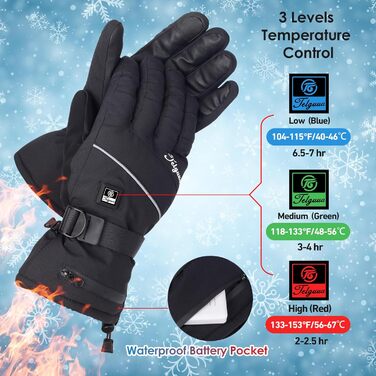 Гріючі рукавички для чоловіків та жінок з сенсорним екраном, водонепроникні, з акумулятором 7.4V 5500mAh, USB-C, електричні, перезаряджувані, вітрозахисні, для роботи на відкритому повітрі TG01 M