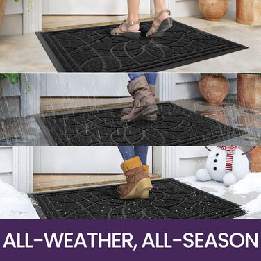 Килимок для дому та вулиці DEXI, 60x90 см, чорний, неслизький, миючий, для входу, балкону, тераси