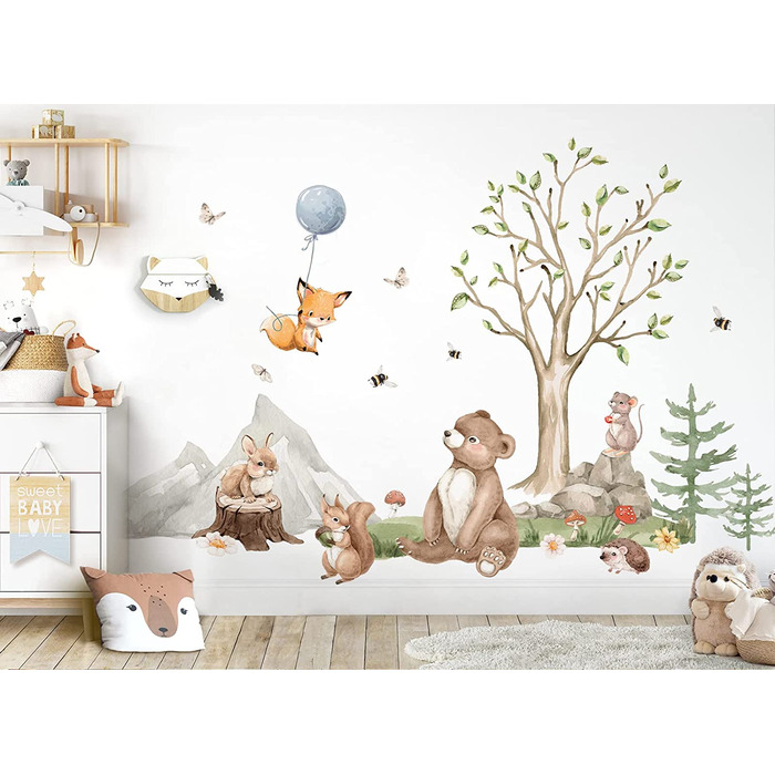 Набір наклейок на стіни Grandora XXL у вигляді сафарі з тваринами для дитячої кімнати, DL797-5