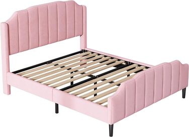 Ліжко з м'якою оббивкою Merax, дитяче ліжко для дівчинки (140 x 200 см, рожеве)