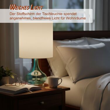 Лампа для столу Relaxdays зі скляною основою та тканинним абажуром