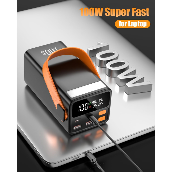 Power Bank 79800mAh Große Tragbares Laptop Powerbank 100W з LED дисплеєм та 4 виходами, для смартфонів, планшетів та ноутбуків