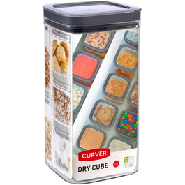Контейнер для зберігання їжі Curver Dry Cube, 2,3 л, прозорий/сірий