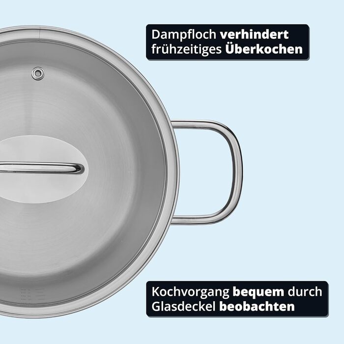 Каструля KHG 14 см з нержавіючої сталі, індукційне дно, 1.5 л | Для всіх плит, миється в посудомийній машині