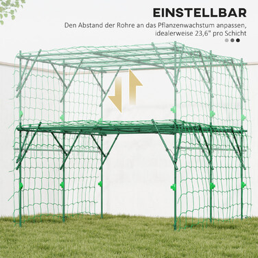 Підставка для підтримки рослин зі сталі, що вставляється, нержавіюча сталь, шпалер для ліани, 223 x 223 x 223 см, арка для троянд, зелена