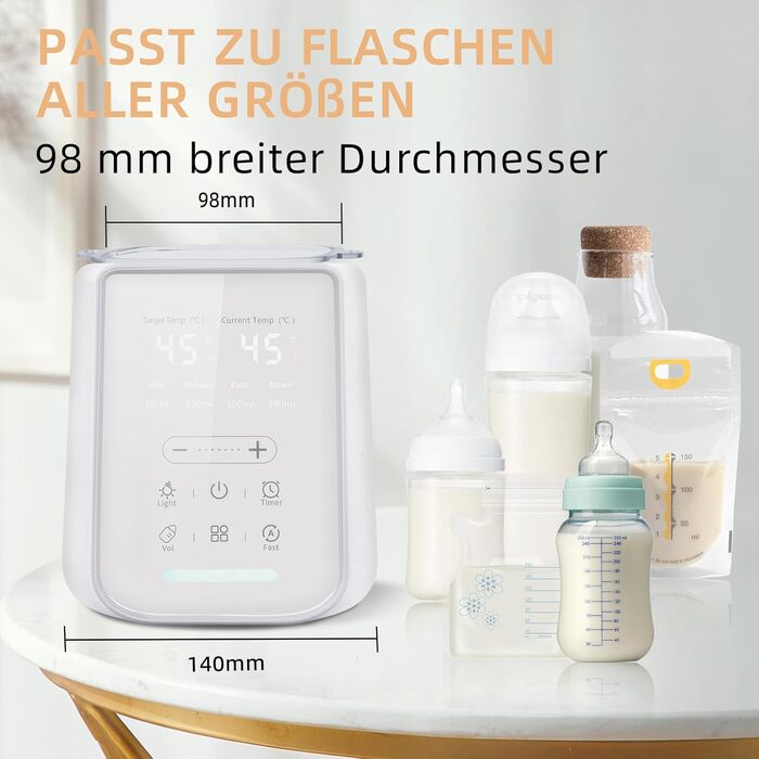 Портативний підігрівач для пляшечок, 500 мл – Швидкий нагрів за 3 хв, 24 год підтримки температури для сумішей та грудного молока (Сніжно-білий)