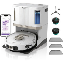 Робот-пилосос Shark PowerDetect 2-в-1 з функцією миття, NeverTouch Pro, 60 днів автономності, самостійне очищення контейнера, 3D та LiDAR навігація, уникнення перешкод NeverStuck, керування через додаток, білий, AV2810ZEEUWH, 4 щітки / Anti-Micro Pads / 2 капсули