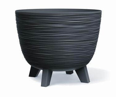 Квітчанка BirnePower Furu Ø 39,5 см, антрацит, 26 л – круглий горщик для квітів з ніжками, пластик, для дому та саду