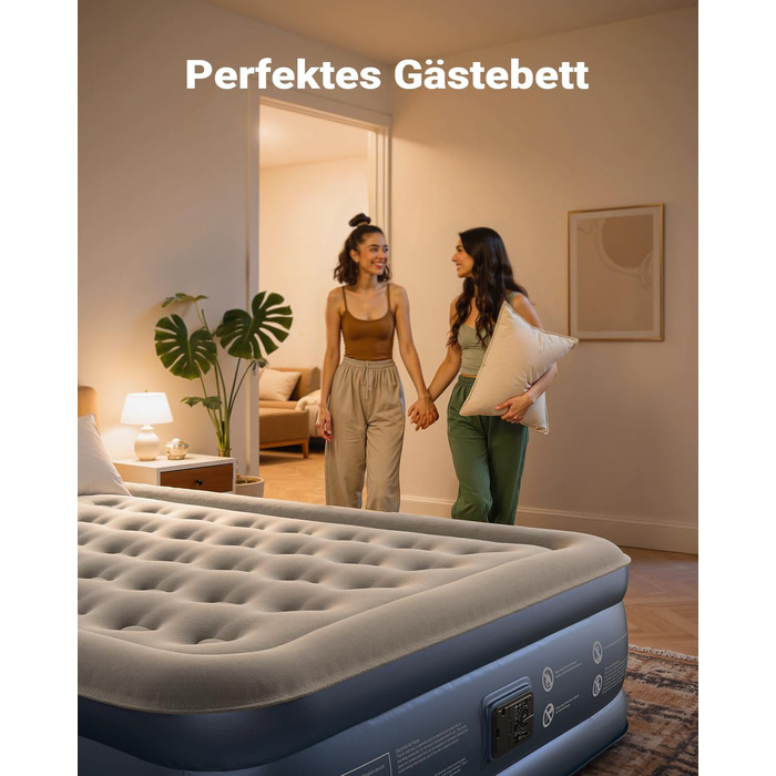 Надувний матрац iDOO самостійно надувний, 2 персони, з електричним насосом, для кемпінгу, 152x203x46 см, 295 кг, 152x203 см