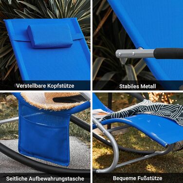 Шезлонг SoBuy для 2 осіб, садова розкладна лежанка, крісло-гойдалка, вологостійка, з подушкою, для тераси, балкону, кемпінгу, до 150 кг, Gartenmöbel OGS28-SCHx2 (Kleinblau)