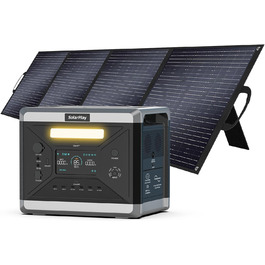 Портативна електростанція SolarPlay Q2501 з сонячною панеллю 200W, 2500W, 2304Wh LiFePO4, AC/USB порти, швидка зарядка, 12V вихід, для кемпінгу, RV, надзвичайних ситуацій