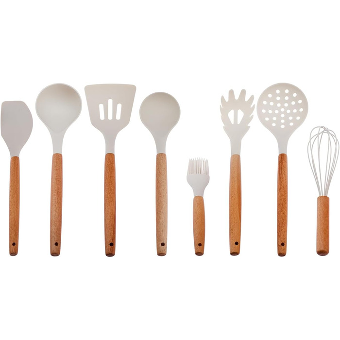 Набір ножів Karaca Gusto 12 шт. з дощечкою та кухонними аксесуарами. Ножі з нержавіючої сталі, ергономічні ручки. Колір: кремовий