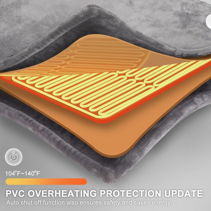 Грілка для спини, шиї та плечей NALONE, 63x100 см, 6 температурних режимів, таймер, фланель, пральна