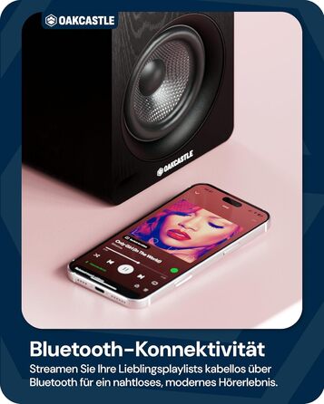 Акустична система Oakcastle BK100 Bluetooth 5.4, 60 Вт 2.0 полочні HiFi колонки для телевізора з HDMI ARC та ПК для геймінгу, з пультом керування (Чорний)