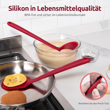 Набір кухонних аксесуарів U-Taste з силікону (5 шт.), стійкий до 315°C, BPA-free, антипригарний, для приготування, перемішування, подачі їжі (червоний)