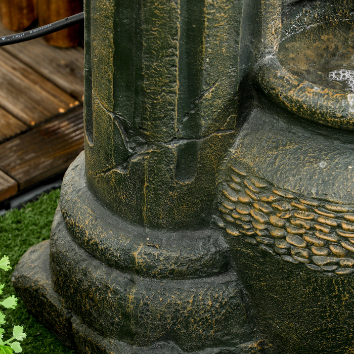 Фонтанчик із регульованим насосом, стійкий до погодних умов, 25 см x 24 см x 60 см, сірий