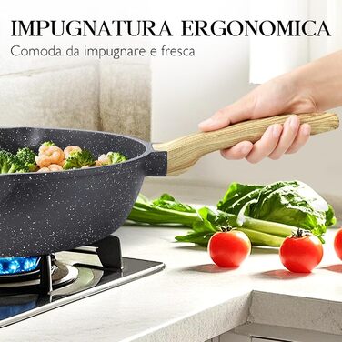 Wok-сковорода GiPP з високим бортиком, 24 см, керамічне антипригарне покриття, з кришкою, 4.3 л, для всіх типів плит, білий (сірий), PFOS/PFOA-free