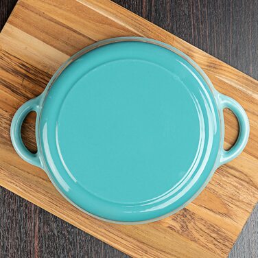 Чавунна каструля 26 см, покрита емаллю - Духовка з індукційною кришкою - чавунна сковорода для запікання B-емальована каструля для запікання Cocotte-Каструля для запікання b (3,5 л, синя)