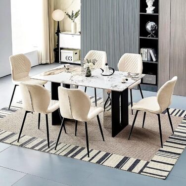 Набір обідніх стільців 6 шт., обідні стільці для кухні, вітальні, спальні, ресепшен, ергономічні, з м'яким сидінням, бежеві