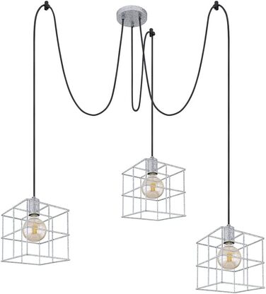 Підвісний світильник Globo Підвісний світильник Стельовий світильник Світильник для вітальні Лампа для їдальні, 3 полум'я, регульована по висоті, ґратчасті плафони, металевий цинк, E27, D 20 см