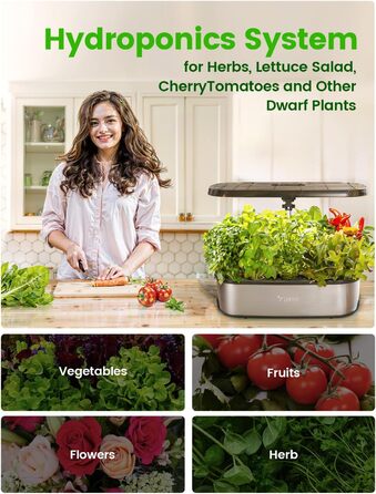 LETPOT LPH-SE: Система гідропоніки WiFi для вирощування трав, 12 капсул, внутрішній сад з LED-підсвічуванням 24W, 5.5L резервуар, автоматичний таймер