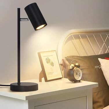 Настільна лампа для вітальні та спальні з регулюванням 350° - металева настільна лампа з вимикачем, для офісу, робочого кабінету (Чорна)