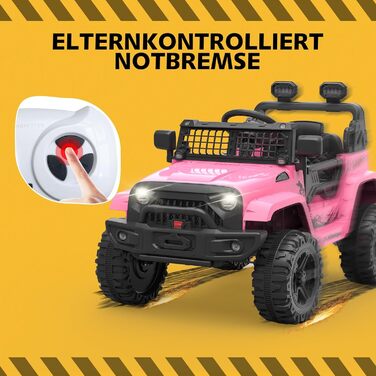 Дитячий електромобіль 12V з пультом, Bluetooth, LED, амортизацією, для дітей 3-8 років, білий/рожевий
