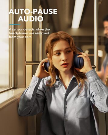 Накладні навушники Soundcore Anker Q35 Bluetooth, шумозаглушення, LDAC, акумулятор 40 год, синій