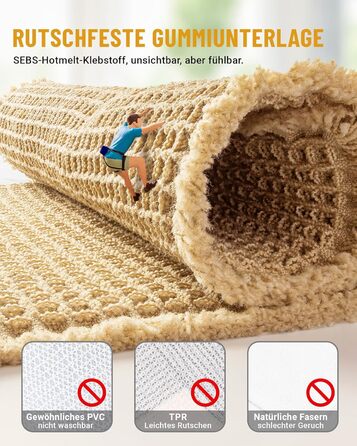 Набір килимків для ванної кімнати, антиковзні килимки, килимок для ванної, набір 2 шт, бохо килимок для ванної, пральний душ-килимок для вітальні, спальні, ванної кімнати, декор для ванної, 51 x 60 см + 41 x 61 см, коричневий та білий (коричневий)