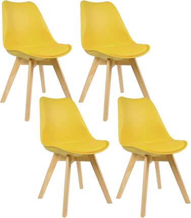 Стільці для їдальні WOLTU, скандинавський стиль, ретро дизайн, штучна шкіра, масивні дерев'яні ніжки, до 150 кг