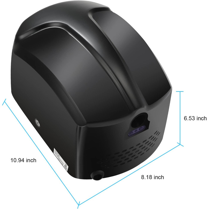 Електричний сушар для рук QL автоматичний, з HEPA-фільтром, нержавіюча сталь, для ванної кімнати та туалету, 1150W, чорний