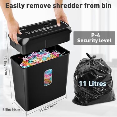 Шредер для паперу з перехресним різанням, 6 листів, знищення CD та кредитних карт, 11л контейнер, SCH06 Ultra