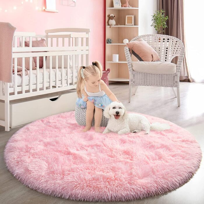 Килимок Lightlux Round Shaggy Shaggy Shaggy Rug, Easy Care, Рожевий, Ø 150 см, 153153 см