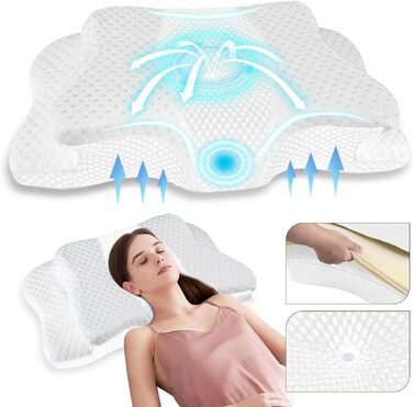Ортопедична подушка для шиї з memory foam, регульована, ергономічна, для комфортного сну, без запаху, контурна подушка для сну на боці
