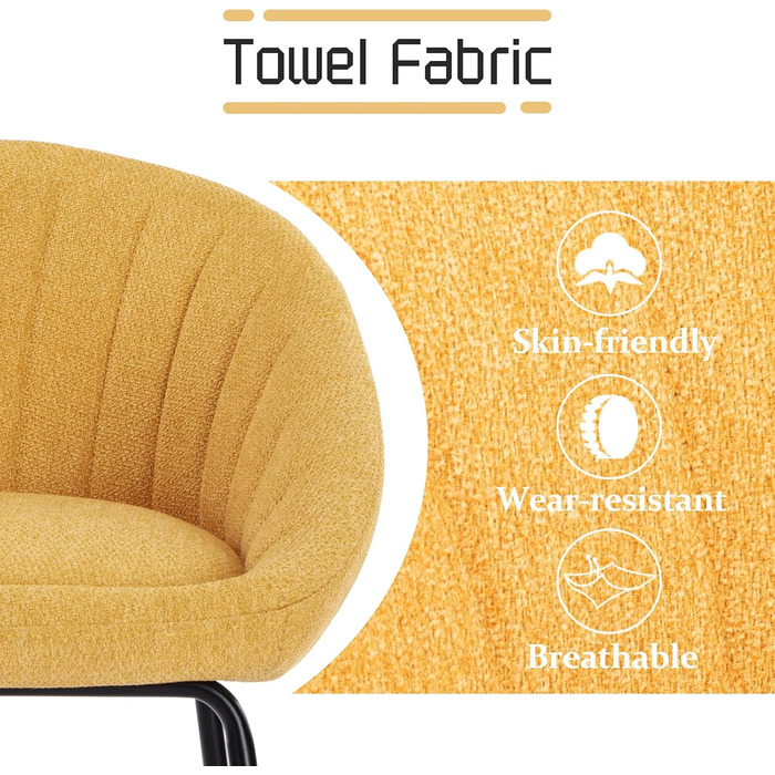 Набір з 2 барних стільців Chairus, жовті. Металевий каркас, льонова оббивка. Для кухні, дому, барної стійки.