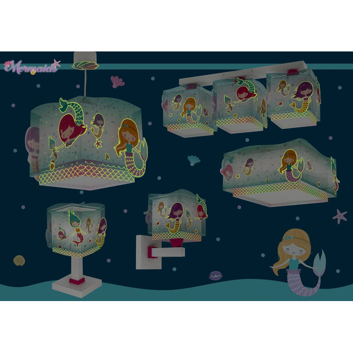 Стельовий світильник Dalber для дітей 3 лампи Mermaids русалки, стельовий світильник для дитячої кімнати, 63443, E27